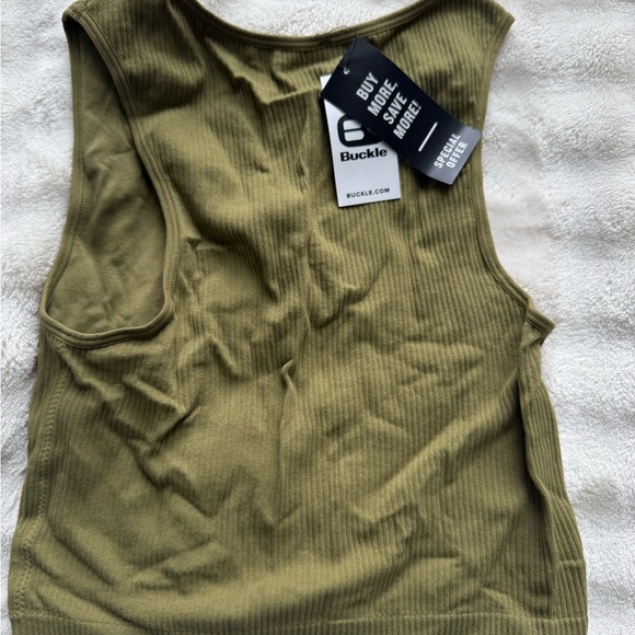 Green Ribbed Tank Top - Picture 2 of 2